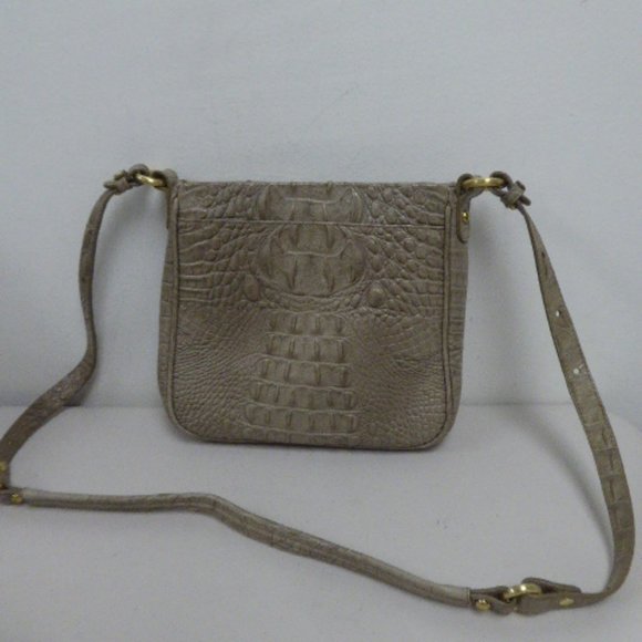 Brahmin crocodile leather crossbody shoulder bag taupe - Picture 3 of 9